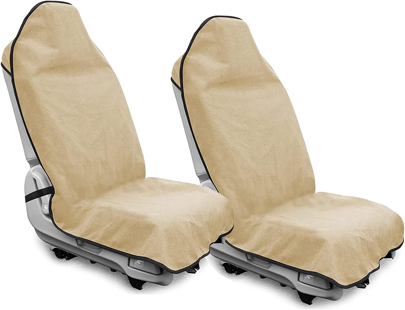 Waterproof Sweating Car Seat Cover for Post Gym Workout, Running, Swimming, Beach and Hiking, Universal Fit Non-Slip Bucket Seat Protector for Cars SUV Trucks, Machine Washable (2pcs Off-White)