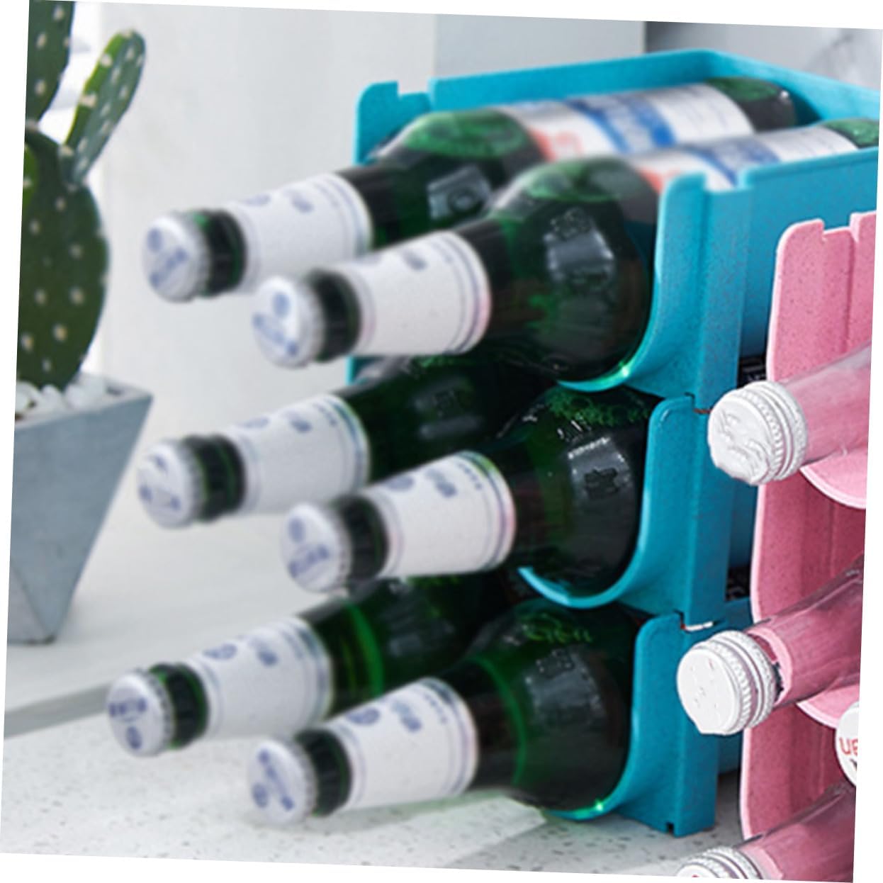 Garneck 4pcs Stackable Refrigerator Drawer Boxes Versatile Drink Racks for Organization Fridge Pantry Kitchen Countertops and Containers for Beverages