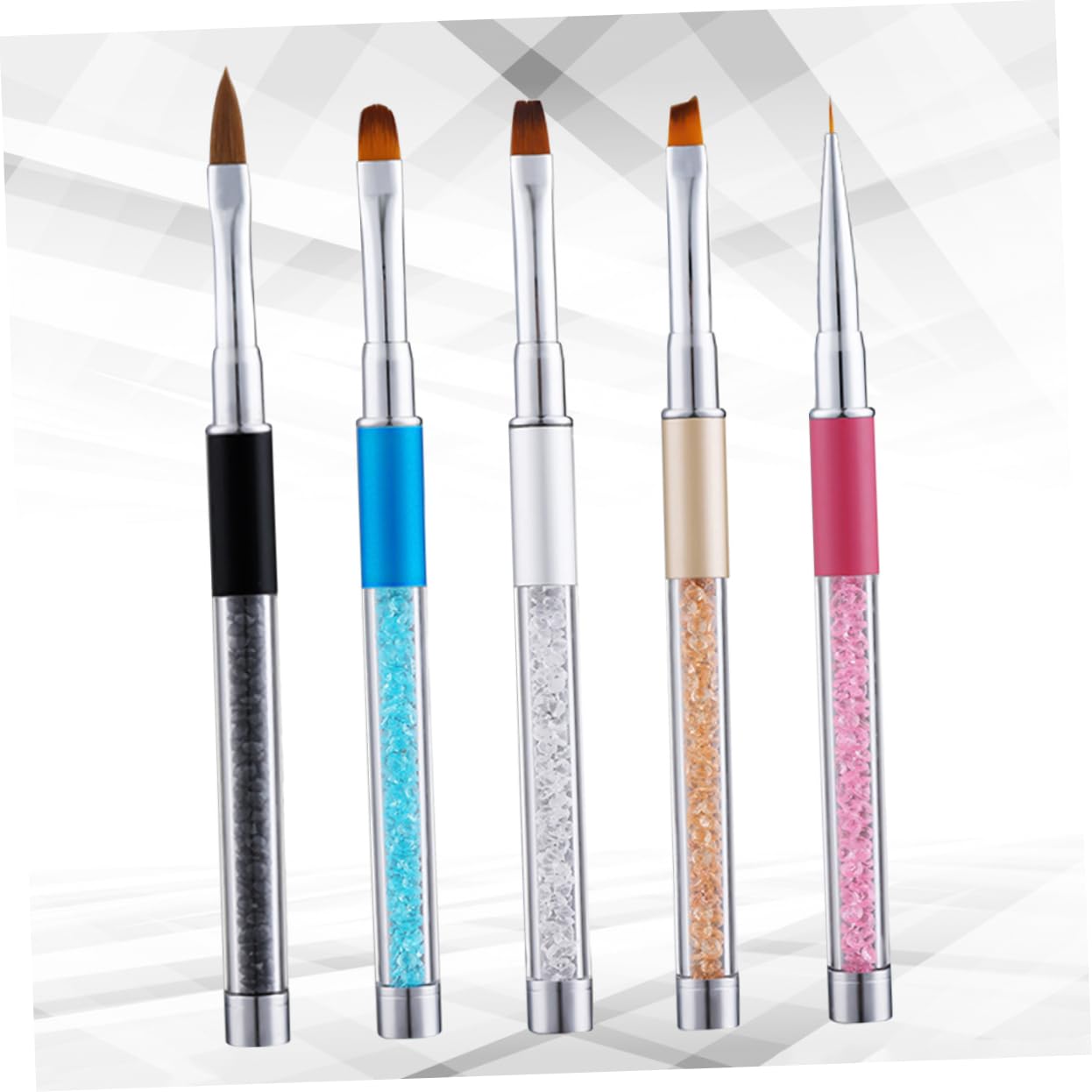 minkissy 3 Set Di Strumenti Per Nail Art Pennello Per Unghie Penna Manico Strass Per Salone Di Casa 5 Pezzi * 3