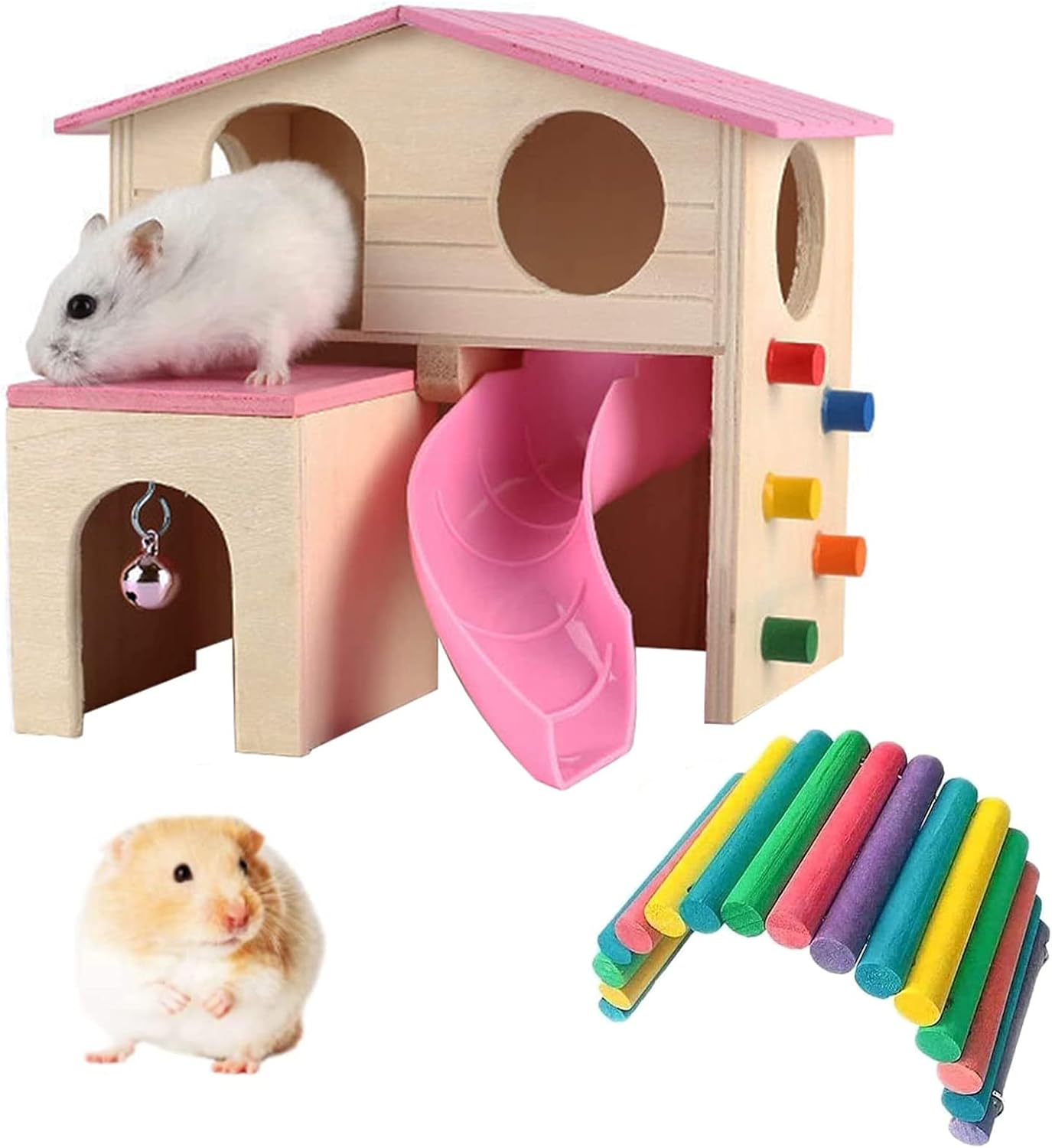 Pet Small Animal Hideout Hamster House with Slide Climbing