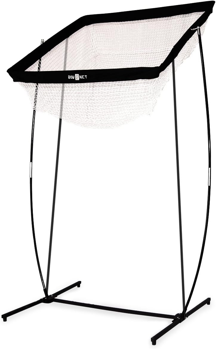 Bownet 8' Portable Quarterback Fade, Pass, and Snap Practice Net, Black – Adjustable Basket Target, EAS Energy Absorption System, 60 Second Setup, Steel Frame with Non-Marking Rubber Feet