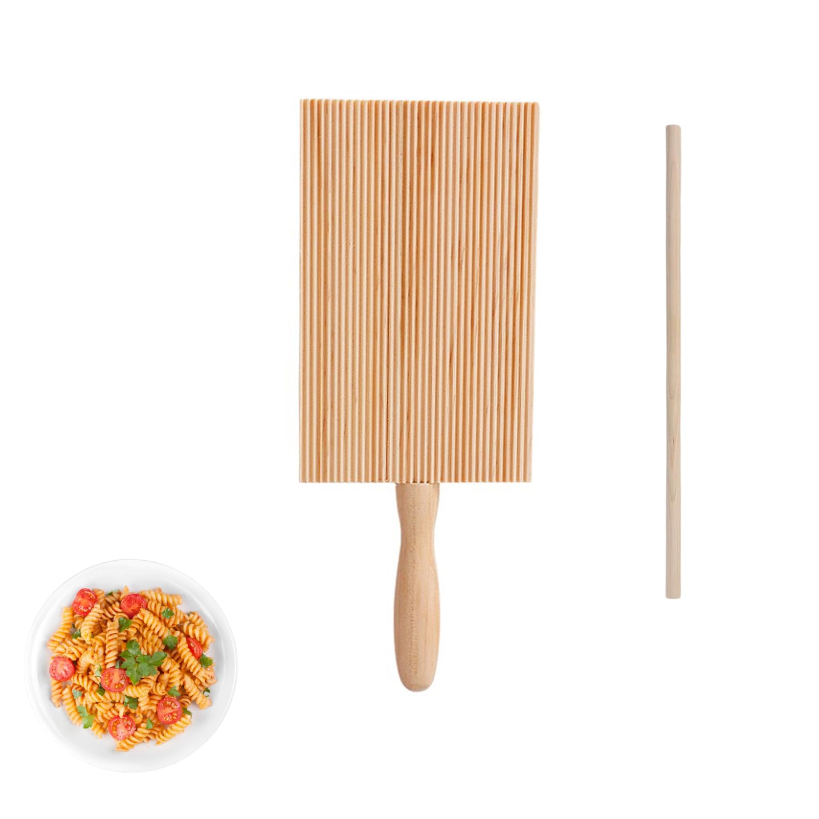Tagliere Per Gnocchi In Legno Di Faggio - Asse Per Pasta Fatta In Casa Con Superficie Ruvida - 24x7x1cm - 3