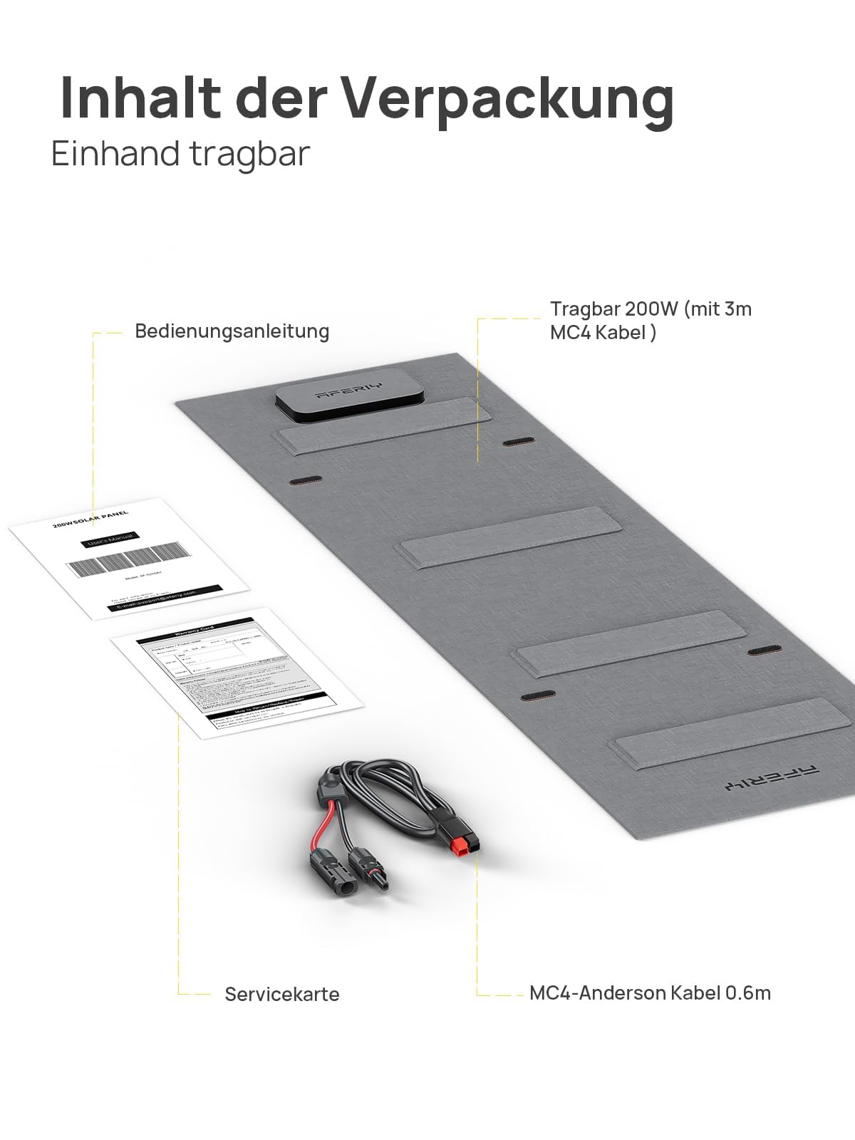 AFERIY Faltbares Solarpanel 200W, Solarmodul mit 5 Ausgängen, faltbares monokristallines Silikon-Solarpanel, IP65, hohe Umwandlung & Effizienz für Camping Garten Laptop