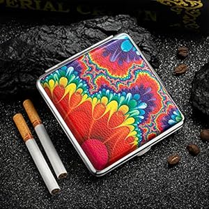 Sigarettenetui van PU-leer, metaal, voor mannen en vrouwen, slanke sigarettenbox, sigarettenetui voor 20 sigaretten, etui, voor dames en heren, klein sigarettenetui, leer (4)