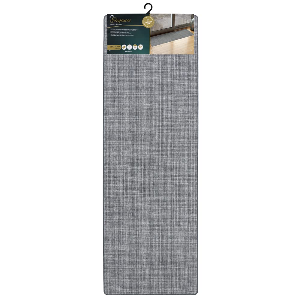 JVL Elegance Runner Mat Grey, 50cm x 150cm approx