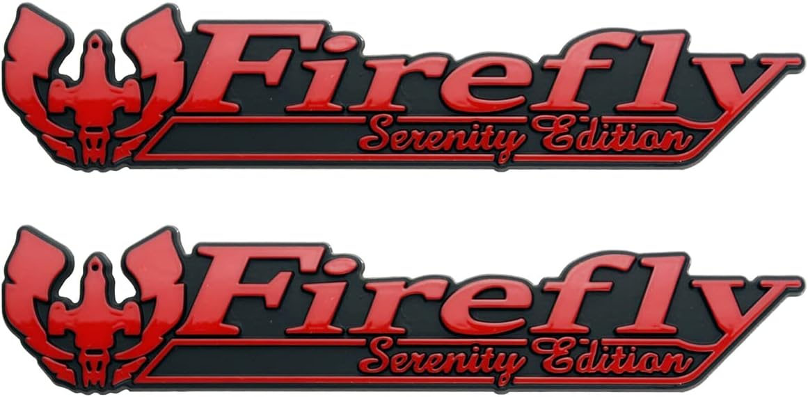 2Pc Firefly Serenity Edition Emblem 3D Badge Nameplate Decal Sticker Replacement for Universal Car Truck SUV (Silver Black)