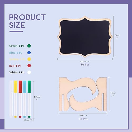 Miniatura 2 de Swpeet 30 letreros de pizarra con marcadores de tiza líquida y soporte de caballete, borde ondulado, tableros de mensajes para bodas, tarjetas de