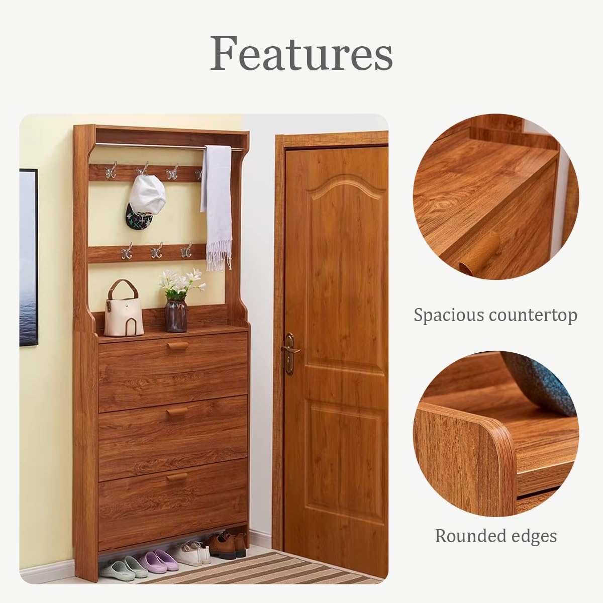 Meuble d'entrée vestiaire, Console avec rangement à chaussures, pour Manteaux, Chapeaux, Sacs, pour Entrée(19.7x6.7x82.7in)