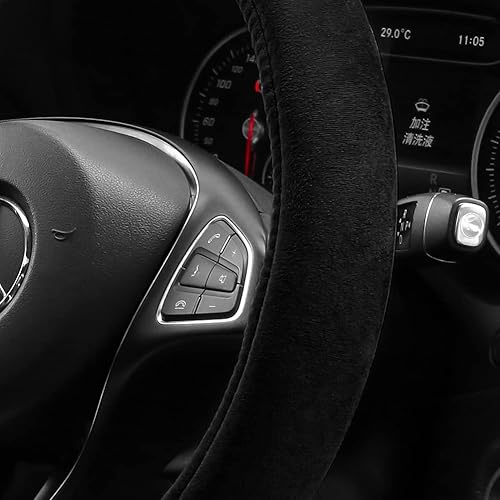 Miniatura 3 de OTOSTAR Funda de terciopelo suave para volante, protector universal de lujo para volante de automóvil, accesorios interiores de 15 pulgadas (negro)