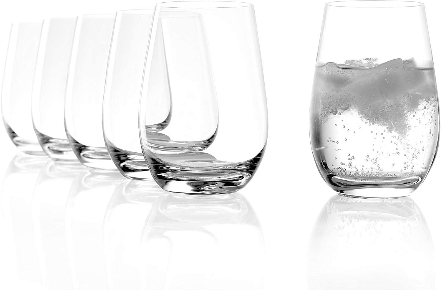 Stölzle Lausitz Becher, 465ml, 12er Set, spülmaschinenfest: Robustes Trinkglas, echter Allrounder, ideal für sämtliche Kaltgetränke 3520012 x 2 + Gratis 4er Set EKM Living Edelstahl Trinkhalme