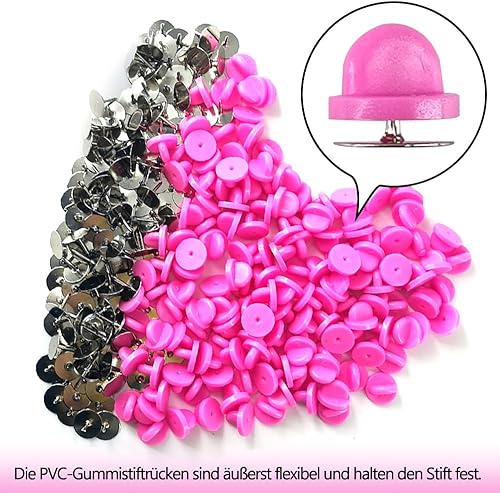 Miniatura 45 de Juego de 200 unidades/100 pines de goma de 0.394 pulgadas con pines de metal en blanco, tapa para pines de solapa, broches, corbatas, sombreros