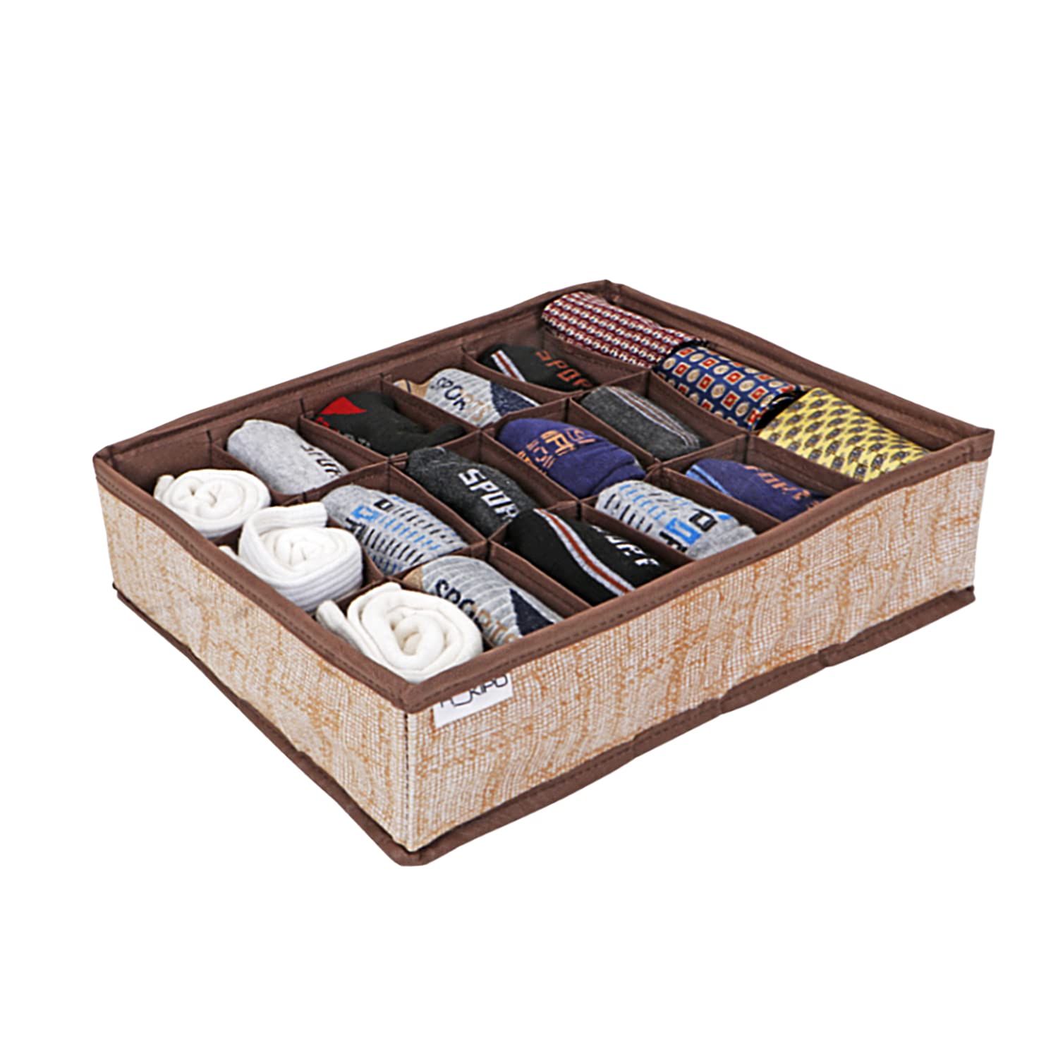 HOKIPO Non - Woven Fabric Undergarment Organizer Storage Box For Drawers Bra Panty Socks Tie Lingerie Organizer For Wardrobe (In-333), Drawer Organizers-image-25