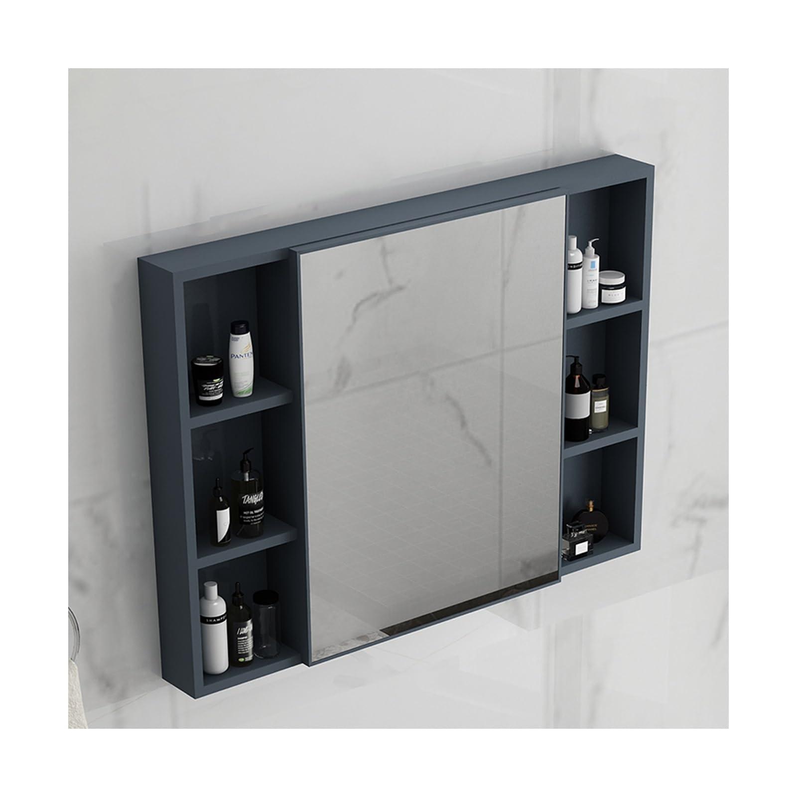 BKSXSOP Large Blue Wall-Mounted Mirror Cabinet with Double Layer Storage, Bathroom nizer for Toiletries and Medications, Stylish Functional Design