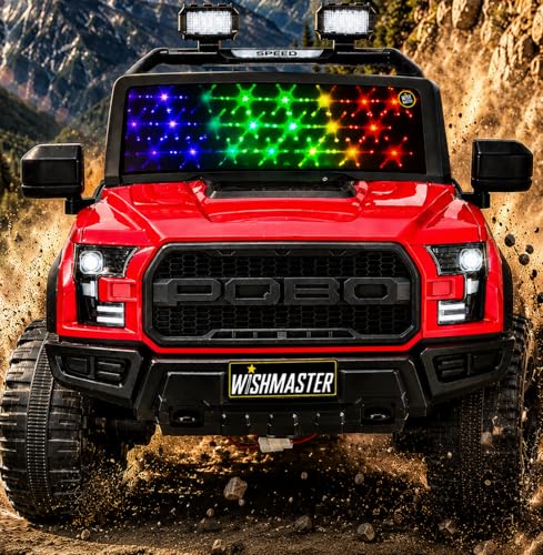Image of Wishmaster Driving 4 Motor EV Cars for 1, 2, 3, 4, 5, 6, 7, 8 Years Boys & Girls | Remote + Steering + Mobile App Control | Kids Jeeps (Medium Size F-Raptor [1-8 Year Kids])