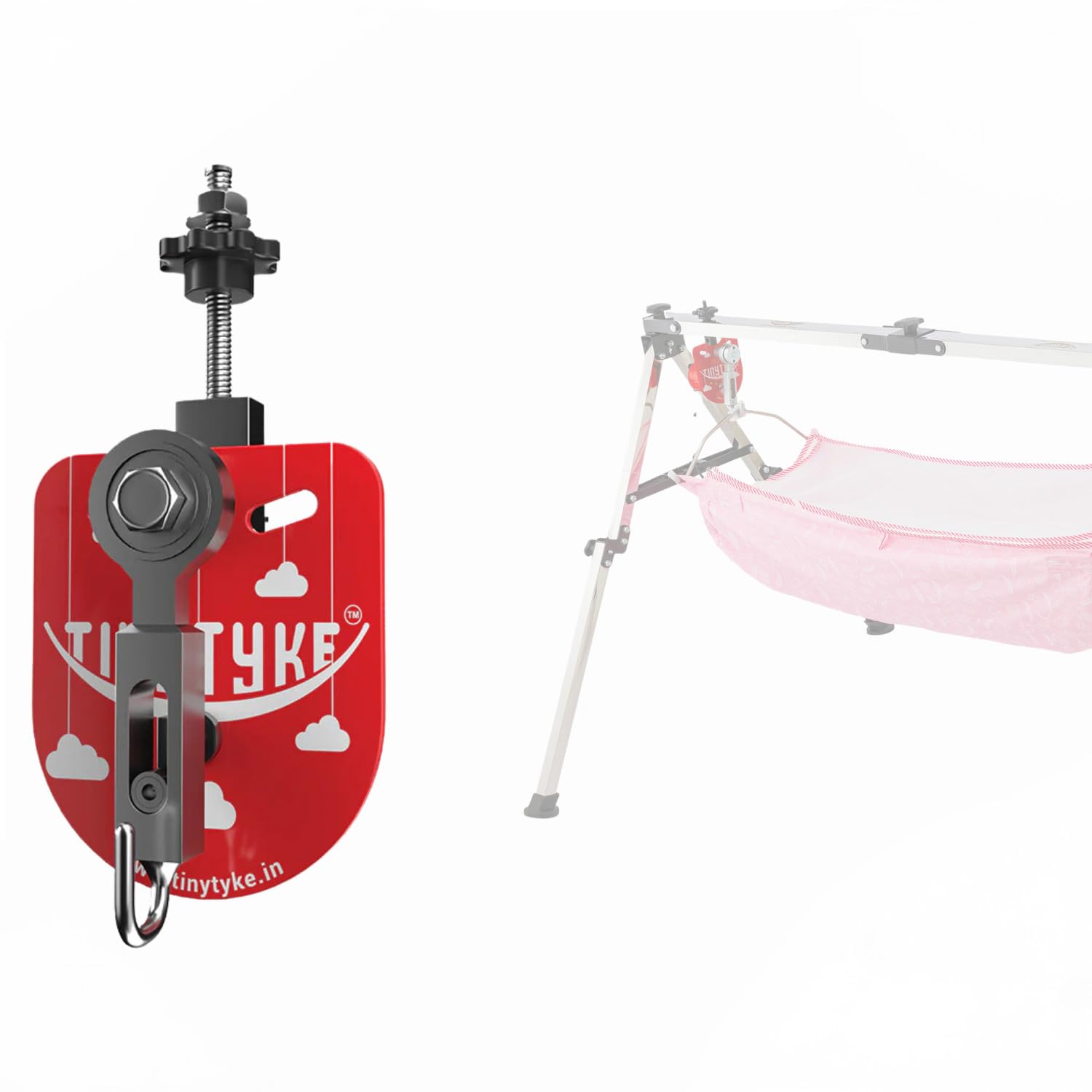 TINYTYKE Automation Kit (Cradle Not Included) w/Manual Hook - Automatic Cradle Kit for Baby with Pink Hammock - Electric Swing Motor w/Adjustable Speed - Jhula Kit for Baby 0-3 Years- 20KG Capacity