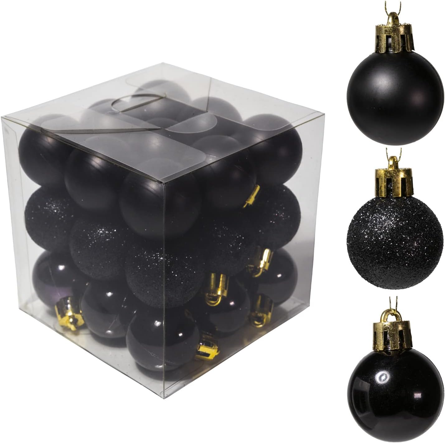 WangLaap 27Pcs 1.18" Black Christmas Balls Ornaments Small