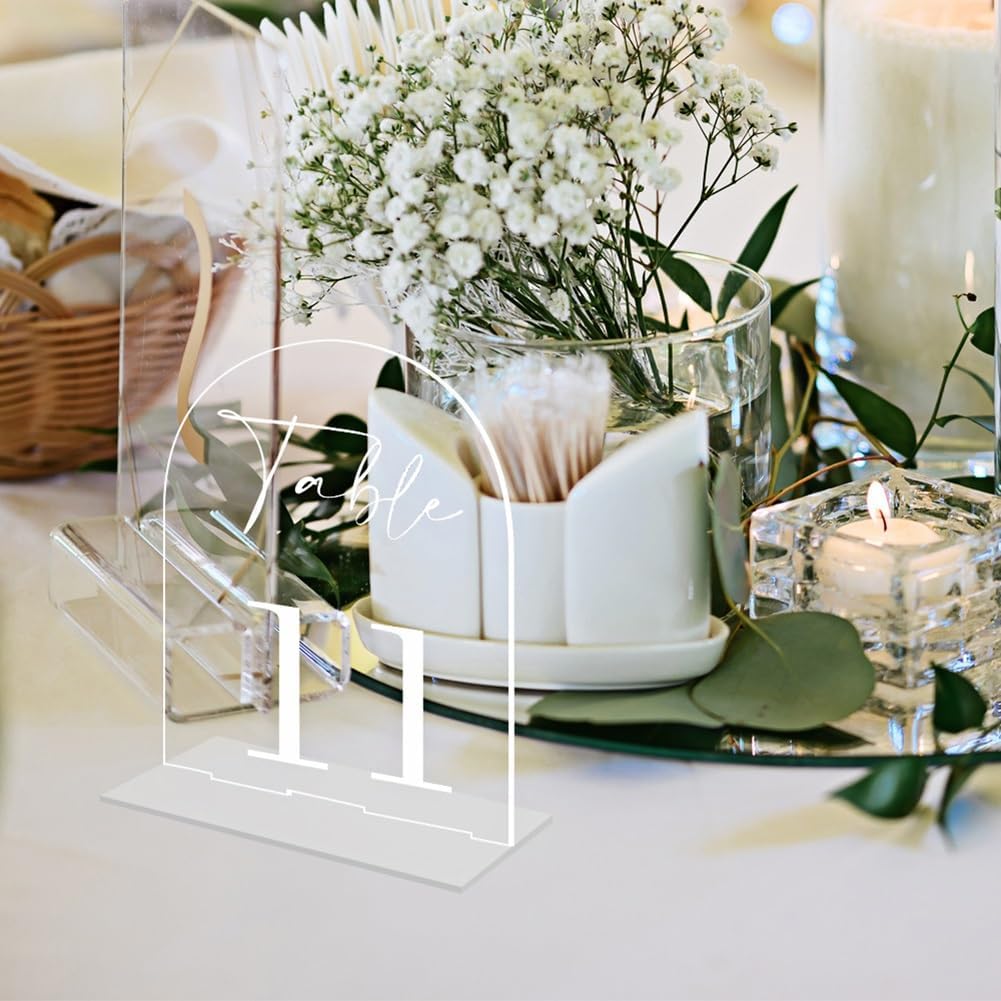Arch Acrylic Table Numbers, Arch Wedding Table Numbers, Table Number Centerpiece Set & Head Table Sign,Acrylic Signs With Stands For Wedding Reception Restaurants Party Dinners Decor(D3,5"x7";1-10)