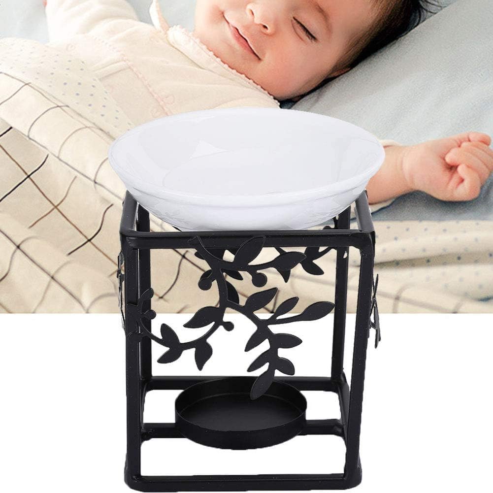 2 pcs Aromatic Oil Burner Essential Oil Burner Wax Melt Burners Scented Wax Melt Combuster with Candle Holder Aroma Inflamer for Office Decoration Home Bedroom Living Room Gifts Black (Black)