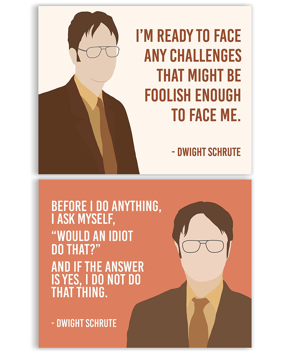 Funny Dwight Schrute Quotes Amazon.com: Dwight Schrute Quotes Set Of 2 Wall Art Prints -  Challenges/Idiot Quotes Artwork Posters - Funny Gift For Office Fans - 8X10  - Unframed : Handmade Products