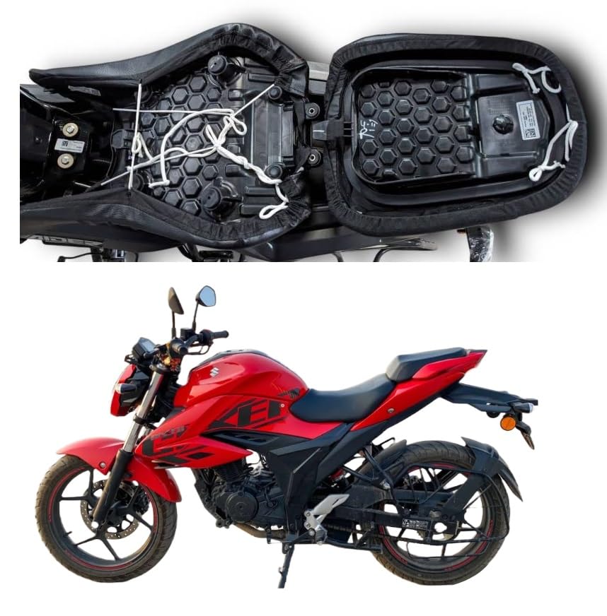 CARBOX Compatible with Suzuki Gixxer Sprit Bike Seat Cover Black Colour Removable & Washable PU Leather Waterproof seat Cover for Suzuki Gixxer-image-21