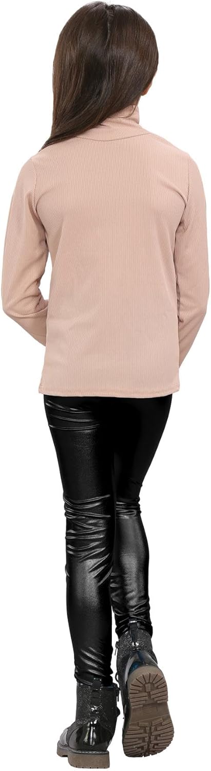 Janisramone® Girls Metallic Wet Look Leggings Plain Elasticated Waist Ankle Length Kids Shiny Leggings Party Disco Pants