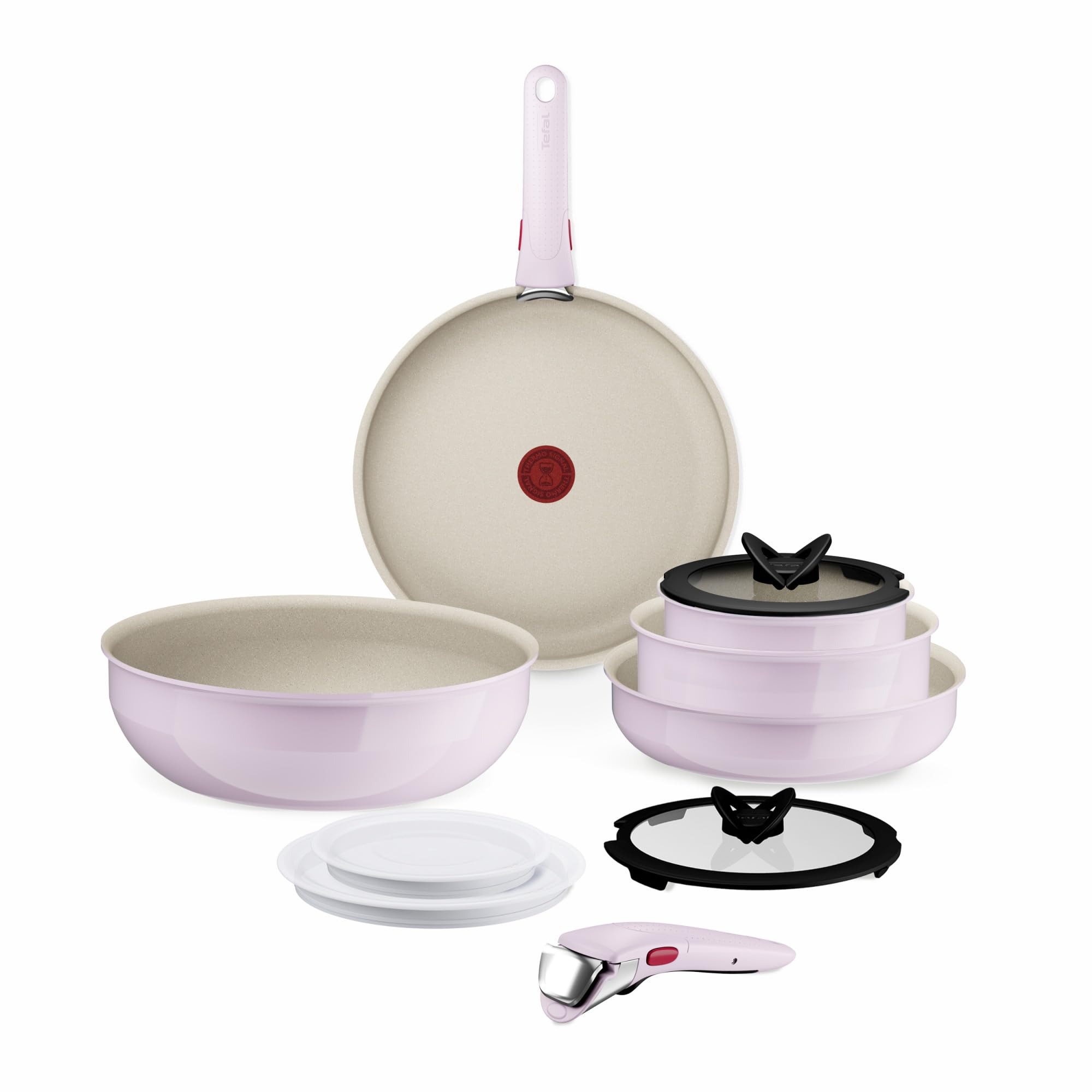 Tefal Ingenio Serenity, Batterie de cuisine 11pièces, Revêtement antiadhésif, Induction, Empilable, L830SB04 PINK