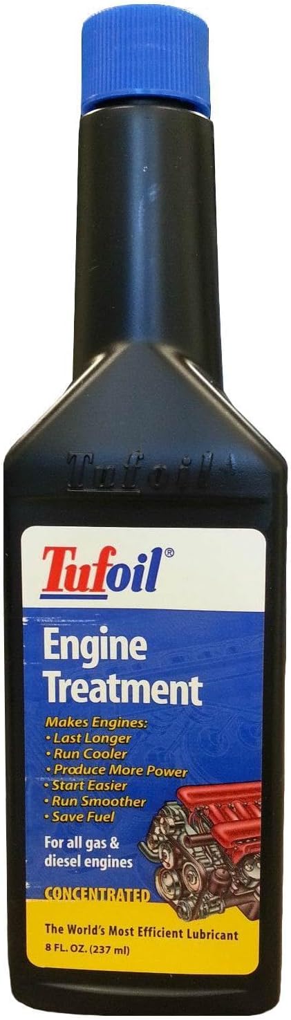 Tufoil Engine Treatment 8 Oz | for All Diesel and Gas Engines | Run Smoother | Start Easier | The World's Most Efficient Lubricant by Guinness Book | Last a Very Long Time | Low Surface Friction