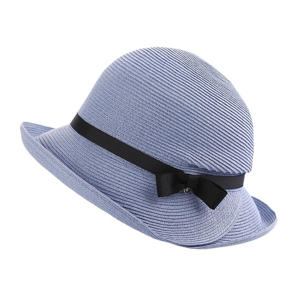 Chapeau de paille pliable pour femme avec élégant nœud papillon