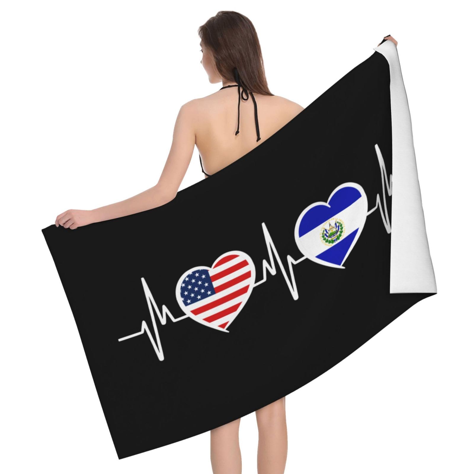HLBSDM Microfiber America El Salvador Flag Beach Towel Quick Dry Soft Sand Free Beach Towels for Pool Swim Beach Lightweight Thin Towels