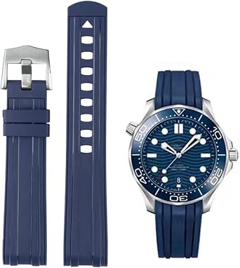 Straps For Omega SEAMASTER PLANET OCEAN Watch,Soft Rubber Omega X Swatch Moonswatch Replacement Strap,Curved No Gap Moonswatch Swatch strap with Silver Stainless Steel Buckle