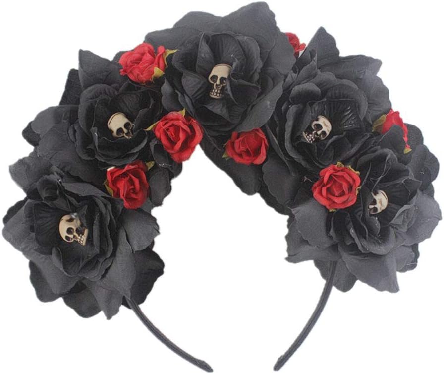 Floral Fall Day of the Dead Flower Crown Festival Headband Rose Mexican Floral Headpiece HC-23