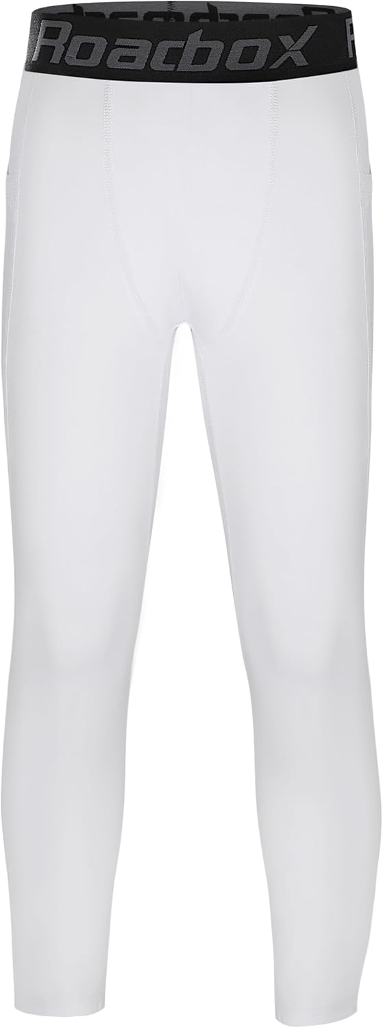 Roadbox Boys Compression Pants, Youth Athletic Sports Legging with Pocket, Base Layer Tights for Kids Running Football - Image 3