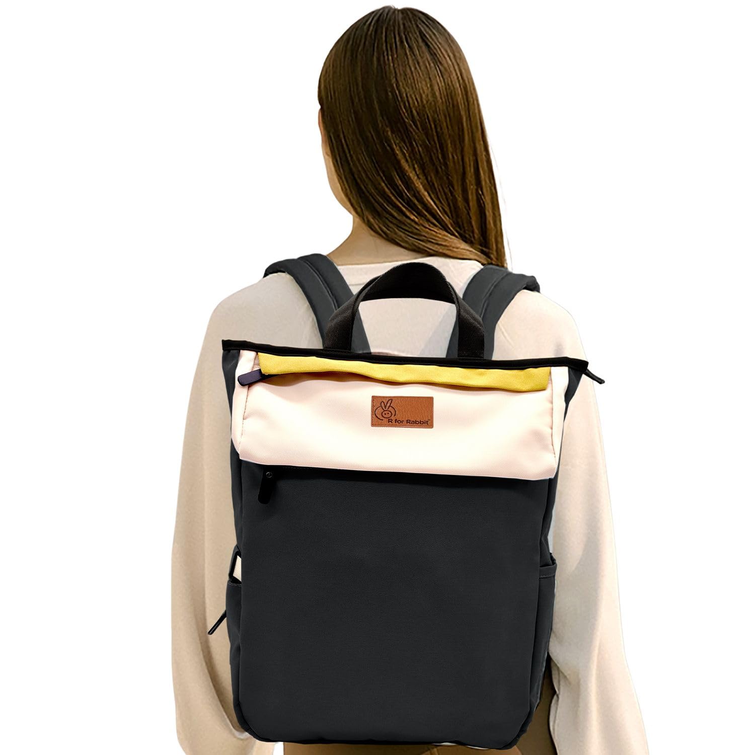 R for Rabbit Caramello Daisy Diaper Bags for Mother, Multipurpose & Large Capacity Stylish Maternity Diaper Backpack for Mom (Black Cream)-image-46