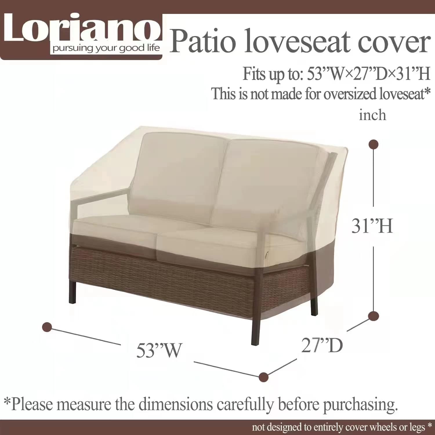 Loriano Patio Furniture Cover Set Winter, 4 Piece Medium Outdoor Furniture Cover Waterproof, 600D Heavy Duty Lawn Patio Set Covers : Everything Else