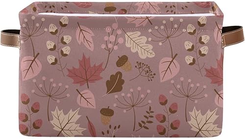 Cesta de almacenamiento rectangular de hojas de otoño, cesta de almacenamiento plegable para guardería, juguetes, libros, cestas impermeables para