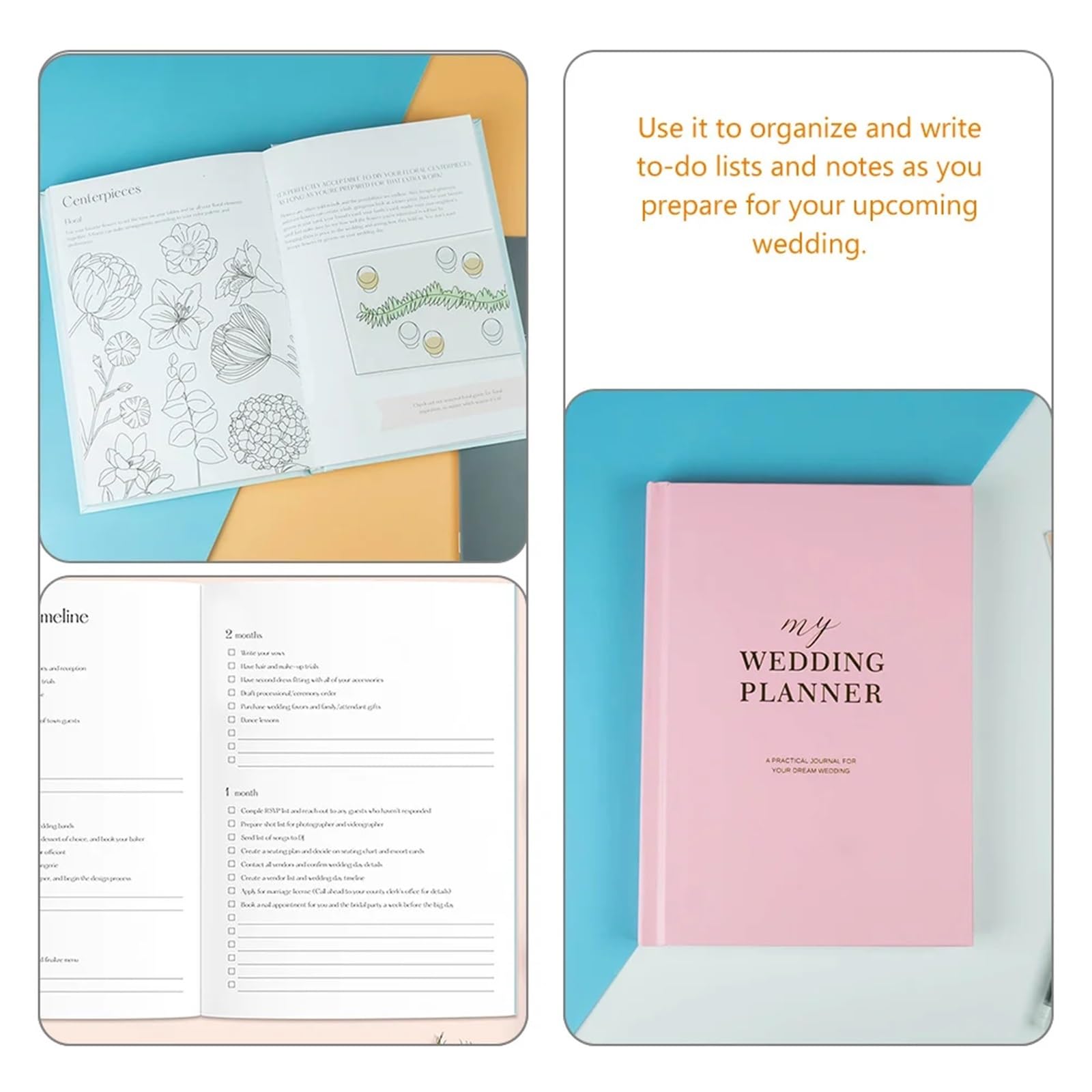 Hochzeitsplanungsbuch Hochzeitsbuch Brautplaner Notizblock Magazin Tragbares Papier und Organizer for die Braut Für Hochzeiten, Jahrestage