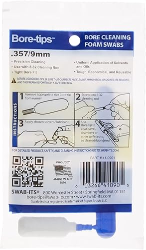 Miniatura 3 de Puntas de limpieza de pistolas .357cal.38cal.380cal0.354 in por Swab-its Hisopos de limpieza de barril