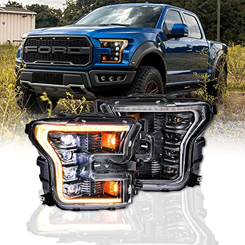 Morimoto XB LED Headlights (Amber DRL), Fits 2015-2017 Ford F150 with Factory LED Headlights, Plug and Play, DOT Approved Assembly with Switchback Sequential Turn Signals & UV Lens (1x LF502-A.2-ASM)