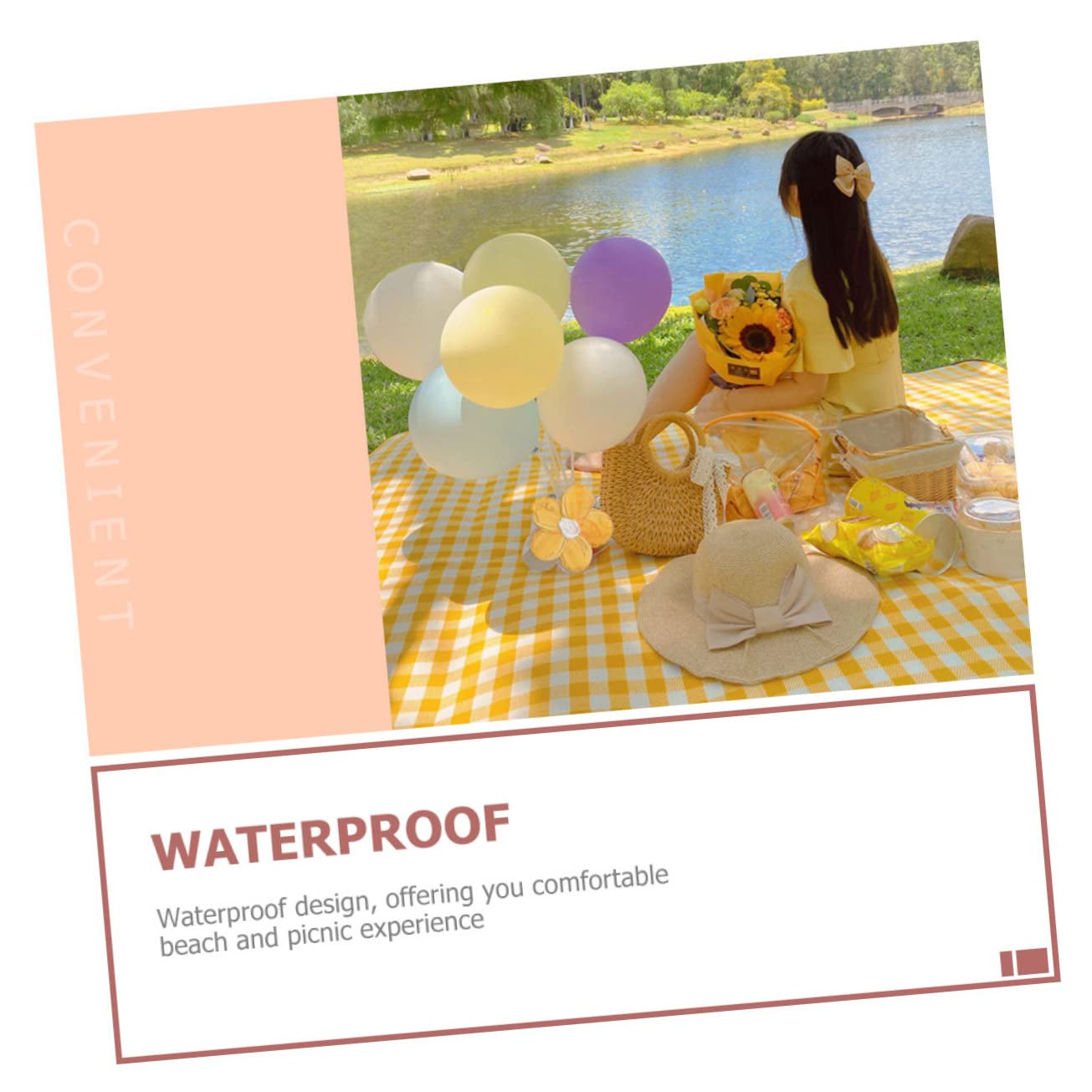 POPETPOP Tapis de Plage Léger et Épais en Fibre de Polyacrylique Imperméable Jaune pour Randonnée et Camping en Plein Air