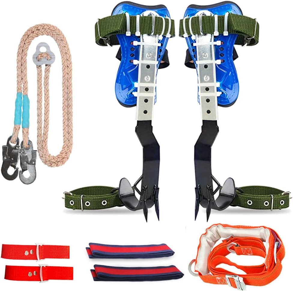 Tree Climbing Spikes Set, 304 Stainless Steel Tree Climbing Spikes with Adjustable Belt 2 Gears Tree Climbing Shoes for Picking Fruit