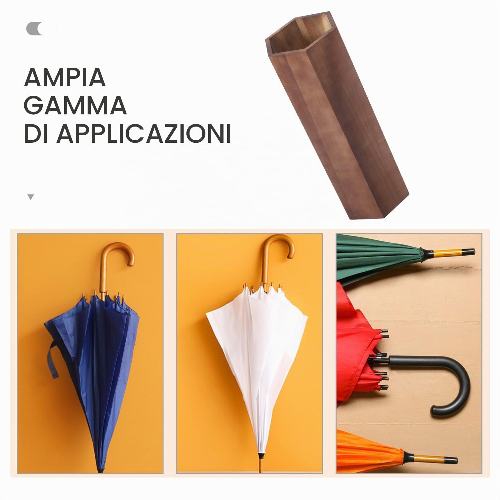 PRETYZOOM Portaombrelli in Legno per Interno Secchio Portaombrelli, Supporto per Ombrelli e Bastoni, per Ingresso Casa e Ufficio, Design Salvaspazio e Funzionale