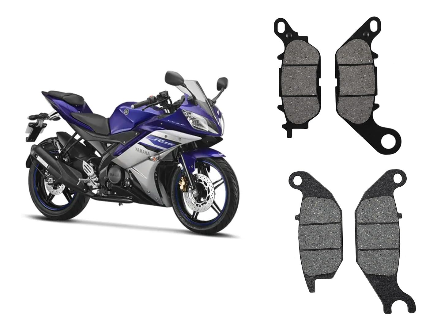 Brake Disc Pad Compatible for (BLACK, Yamaha R15 (V1 & V2) COMBO)