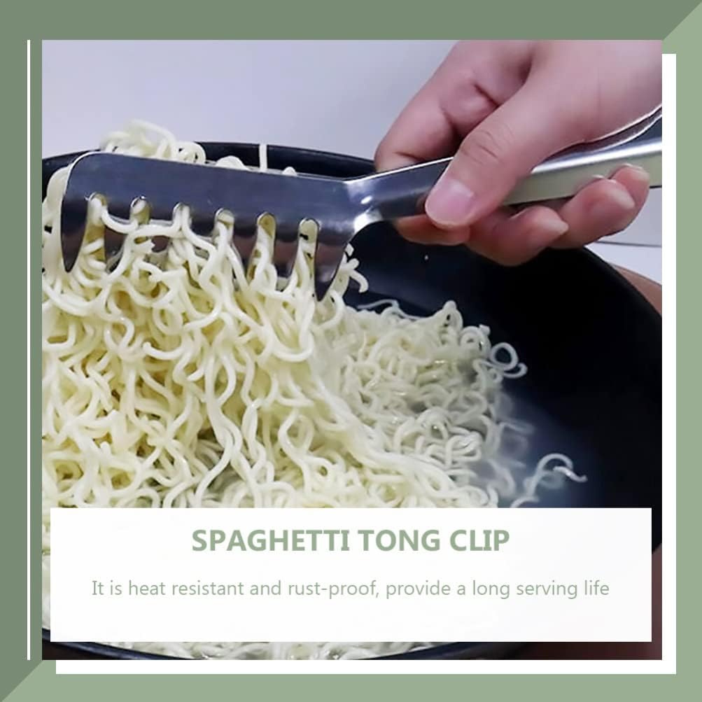 Mobestech 2pcs Stainless Steel Spaghetti Server Tongs Non-stick Food Tong for Pasta Noodles and Salad Ergonomic Grip Design for Kitchen Use