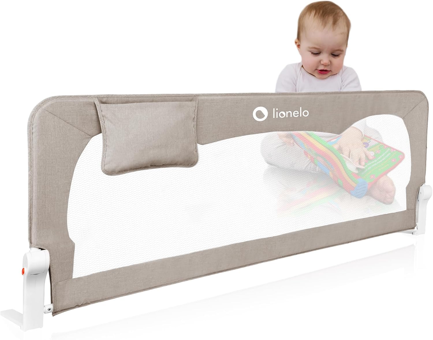 lionelo Bed Rail Guard HANNA 150L x 66H cm Extra-Tall Universal Safety Bed Barrier for Toddlers Foldable 180° with tilt adjustment