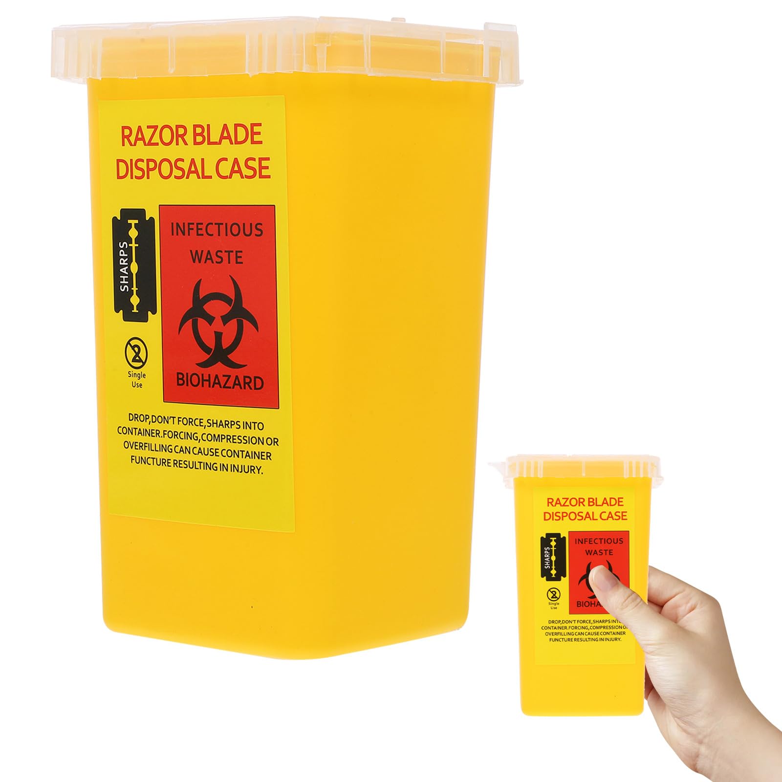 Contenitore per Raccolta Lamette da Barbiere in ABS Giallo Smaltimento Sicuro Barbershop