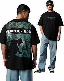 The Souled Store Linkin Park: Men and Boys Short Sleeves Round Neck Graphic Printed Casual Lightweight Drop Shoulder Stree...