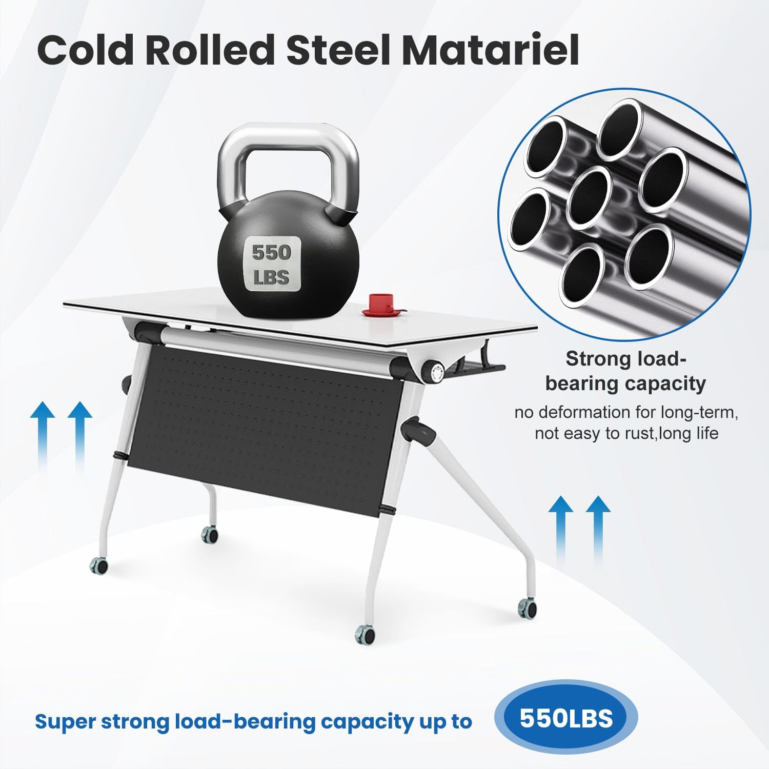Folding Conference Room Tables,Mobile Flip Top Meeting Room Table,Rectangle Foldable Conference Tables for Meeting Room,6 Pack Rolling Training Seminar Table for Office,Conference Room(47.2in)