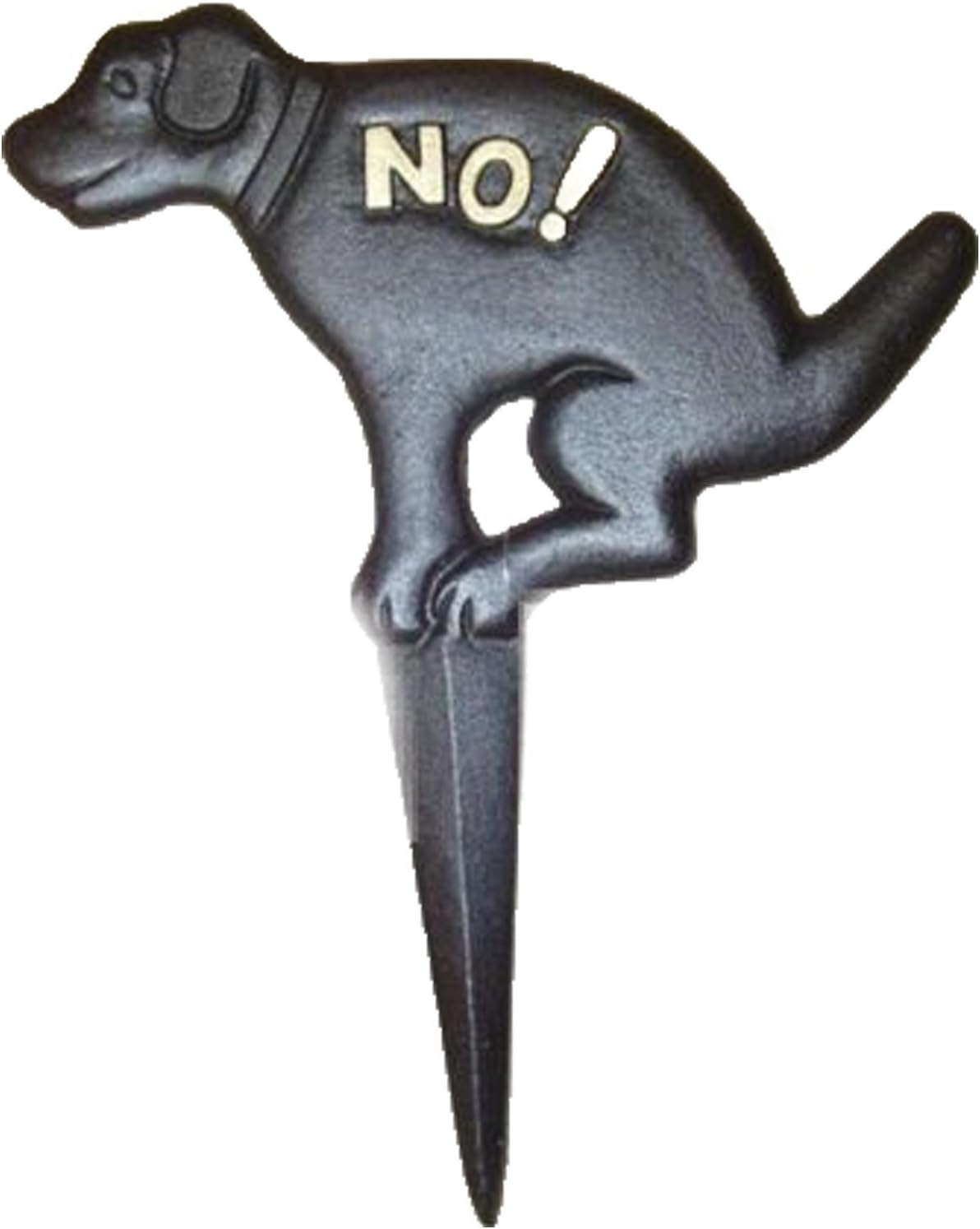 Marshall Home and Garden CHIBP2974-15 Pit Bull No Pooping Naughty Dog Black Yard Sign, Cast Iron