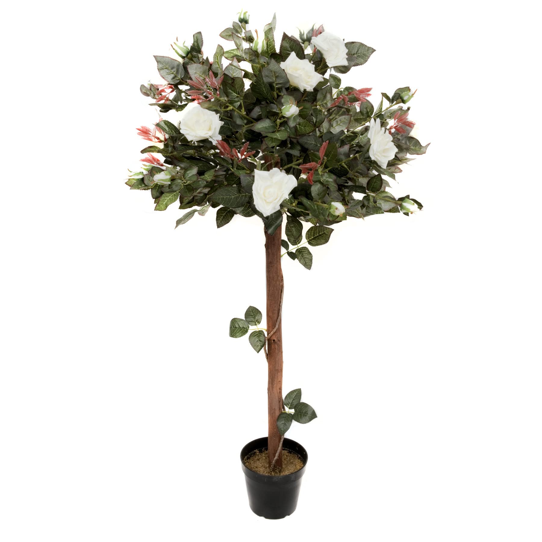 Greenbrokers White Artificial Rose Tree 30 Flowers 120Cm/4Ft