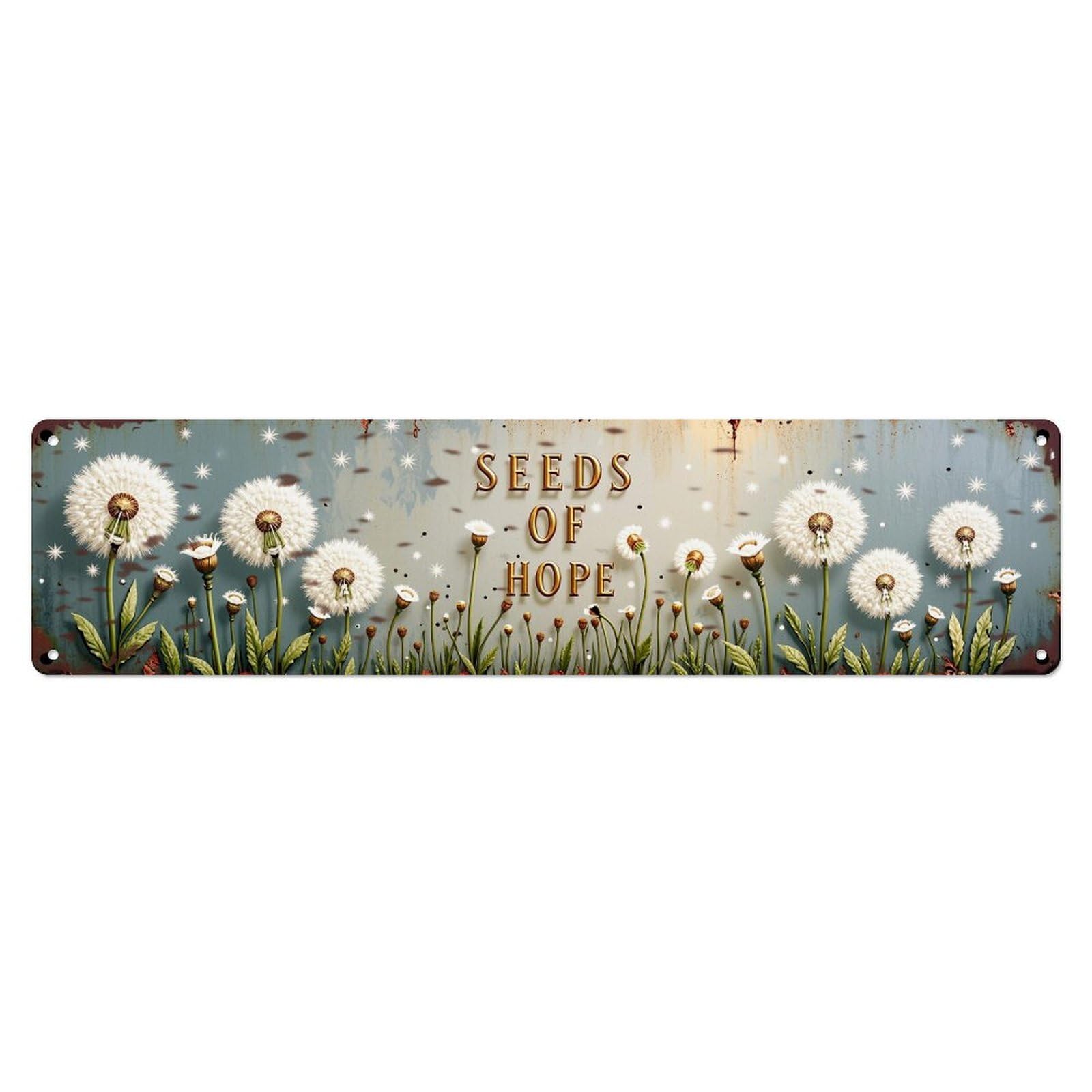 Jdyaojiesheng Vintage Dandelion Seeds Floating Sky Hope Tin Sign Retro Metal Wall Decor Metal Poster, Home Bar Garage Farmhouse Cafe Wall Art Decoration 4X16inch